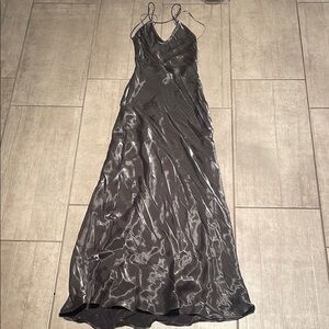Zara Shimmering Gray Maxi Dress